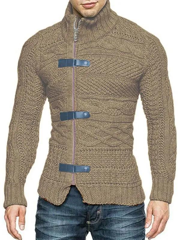 jackets - Stylish Men's Knitted Cardigan Jacket with Leather Buttons - - jackets | MENLL
